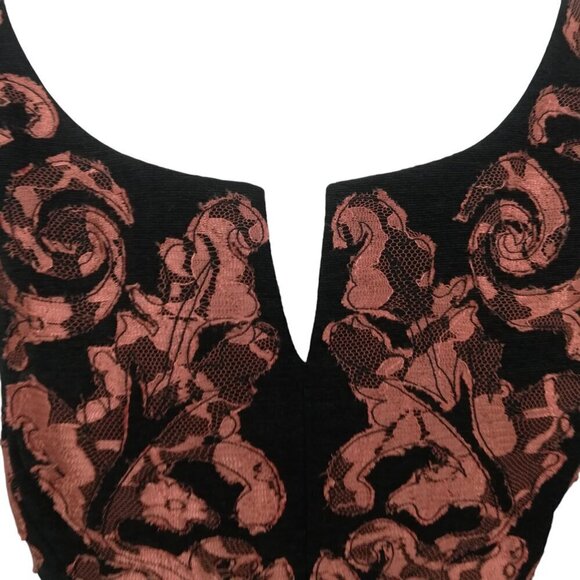 Yoana Baraschi Lace Applique Sleeveless Notch Neck Cocktail Dress Size 4 Party - Picture 2 of 14